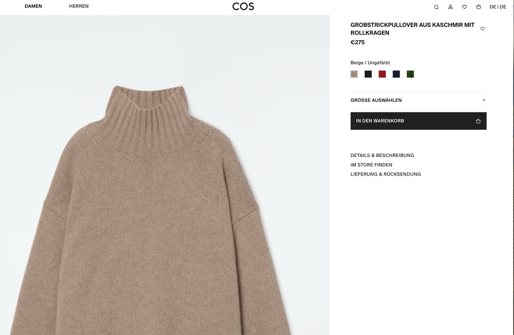 COS 100% Cashmere Extreme Oversized Pullover, Men S-M, NP: ca. 275€