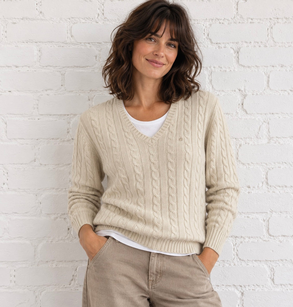 LAUREN, Ralph Lauren 100% Cashmere Cable Knit Pullover, Women M, NP: 185€