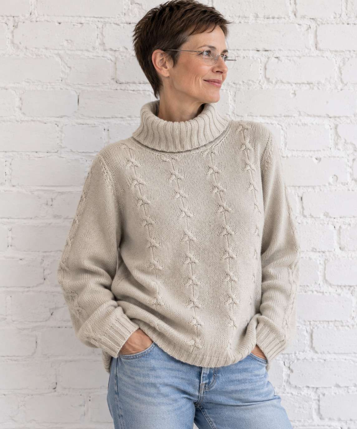 La Mattina, Italy 100% Cashmere Cable Pullover, Women M-L, NP: +400€