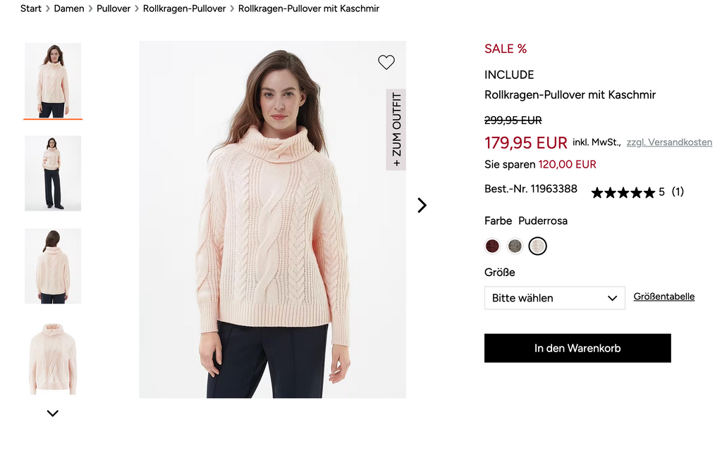 INCLUDE 100% Cashmere sweater, Women M, NP: ca. 300€