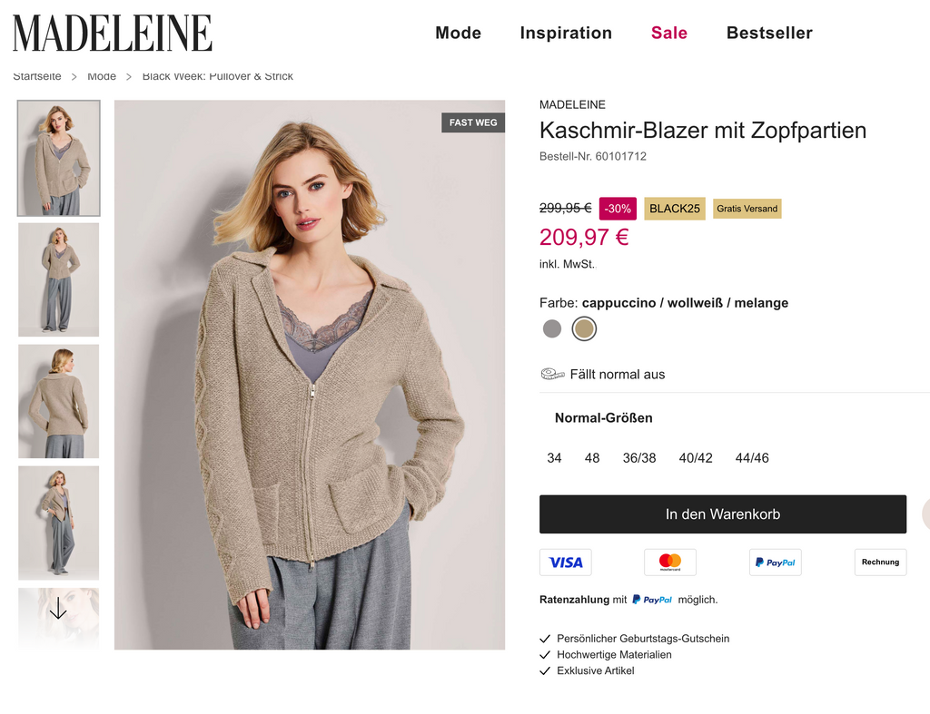 MADELEINE zip Cardigan 100% Cashmere, Women M, NP: ca. 290€