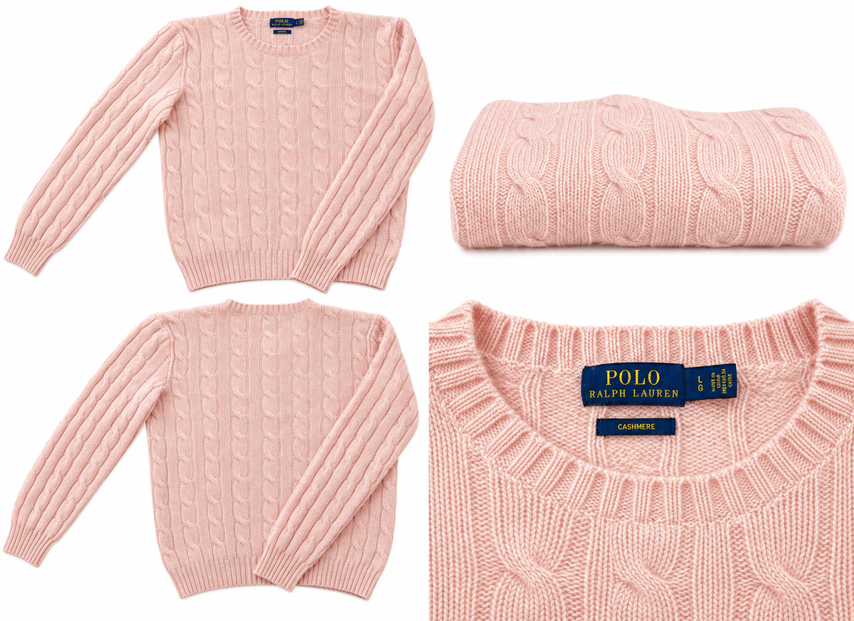 POLO RALPH LAUREN 100% Cashmere Cable Knit Pullover, Women M, L, NP: 595€