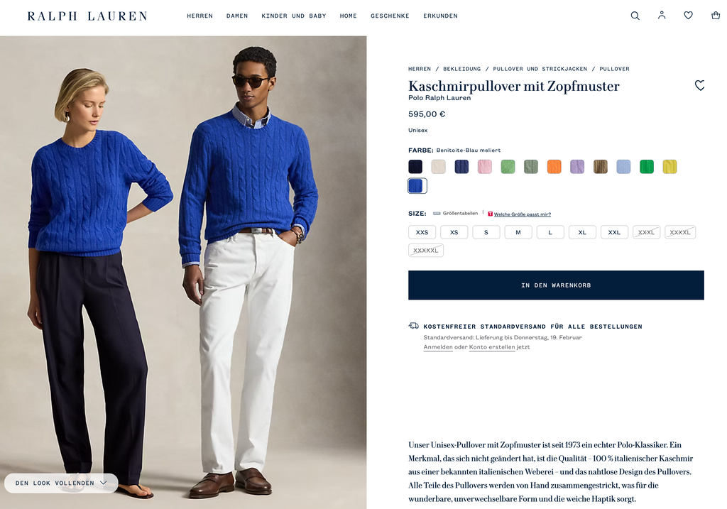 POLO RALPH LAUREN 100% Cashmere Cable Knit Pullover, Damen M, NP: 595€