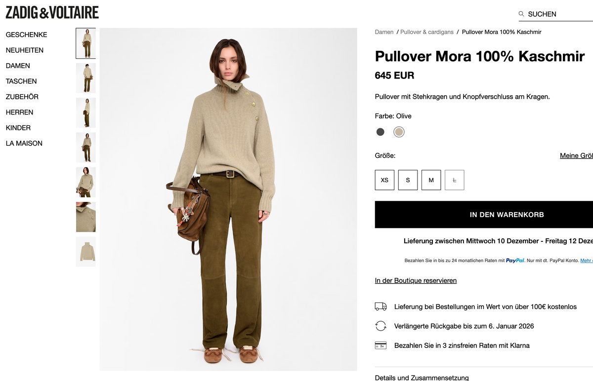 ZADIQ & VOLTAIRE, France, 100% Cashmere Pullover, Women M, NP: +600€