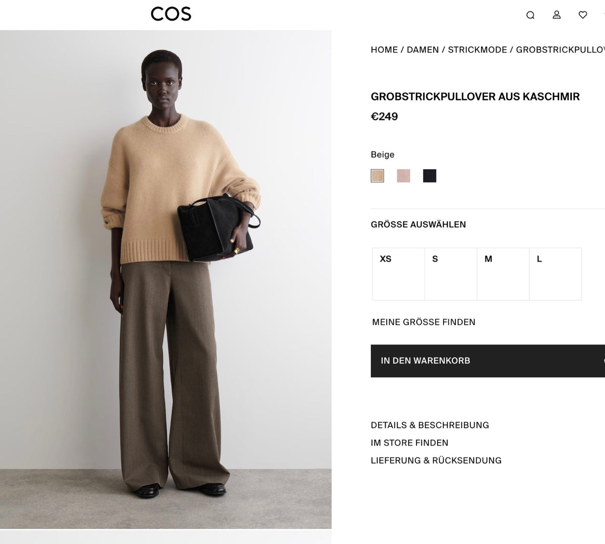 COS Cashmere Oversized Pullover, Women M-L