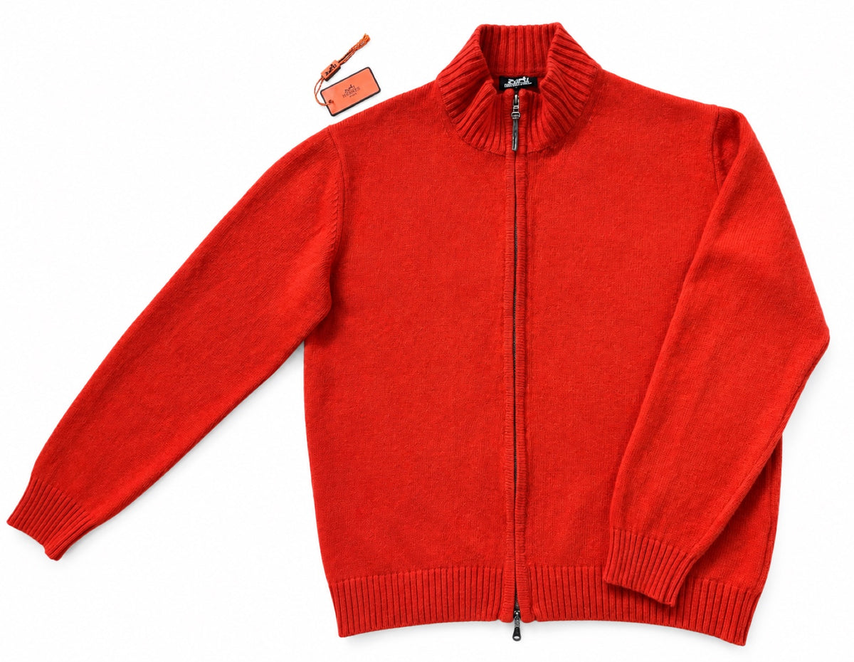HERMÈS Paris Cashmere Zip Cardigan, Men L