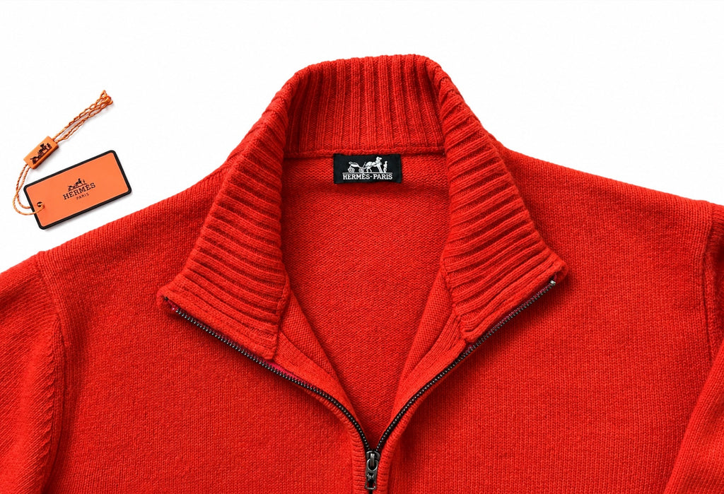 HERMÈS Paris Cashmere Zip Cardigan, Men L