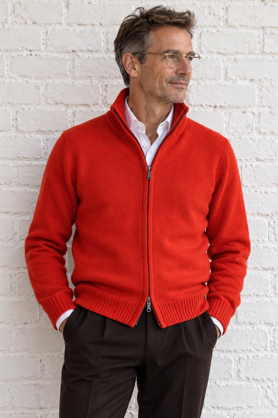 HERMÈS Paris Cashmere Zip Cardigan, Men L