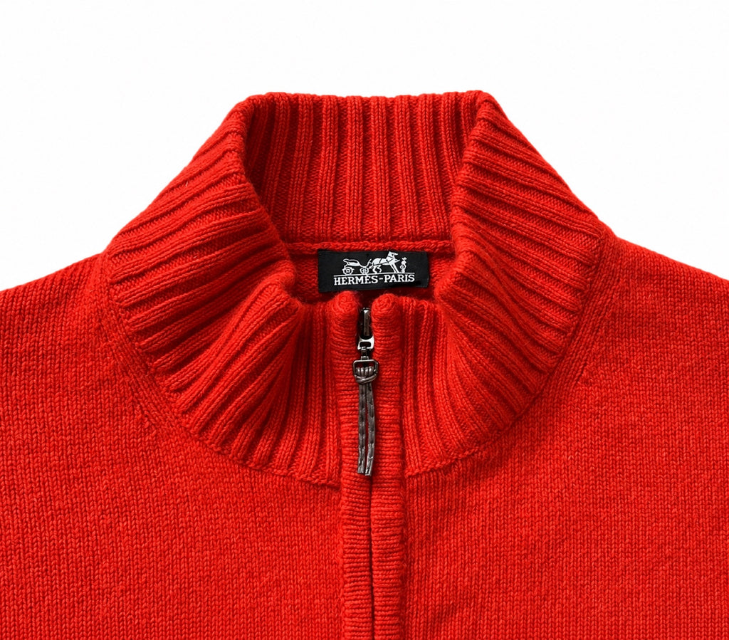 HERMÈS Paris Cashmere Zip Cardigan, Men L