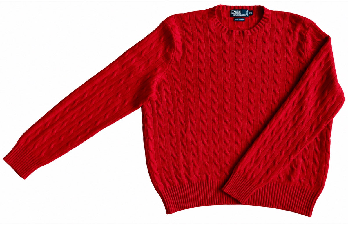 POLO RALPH LAUREN Cashmere Cable Knit Pullover, Men XXL