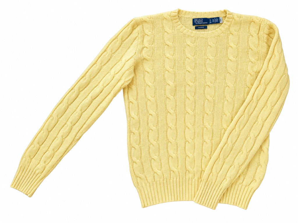 POLO RALPH LAUREN Cashmere Cable Knit Pullover, Women S (Yellow)