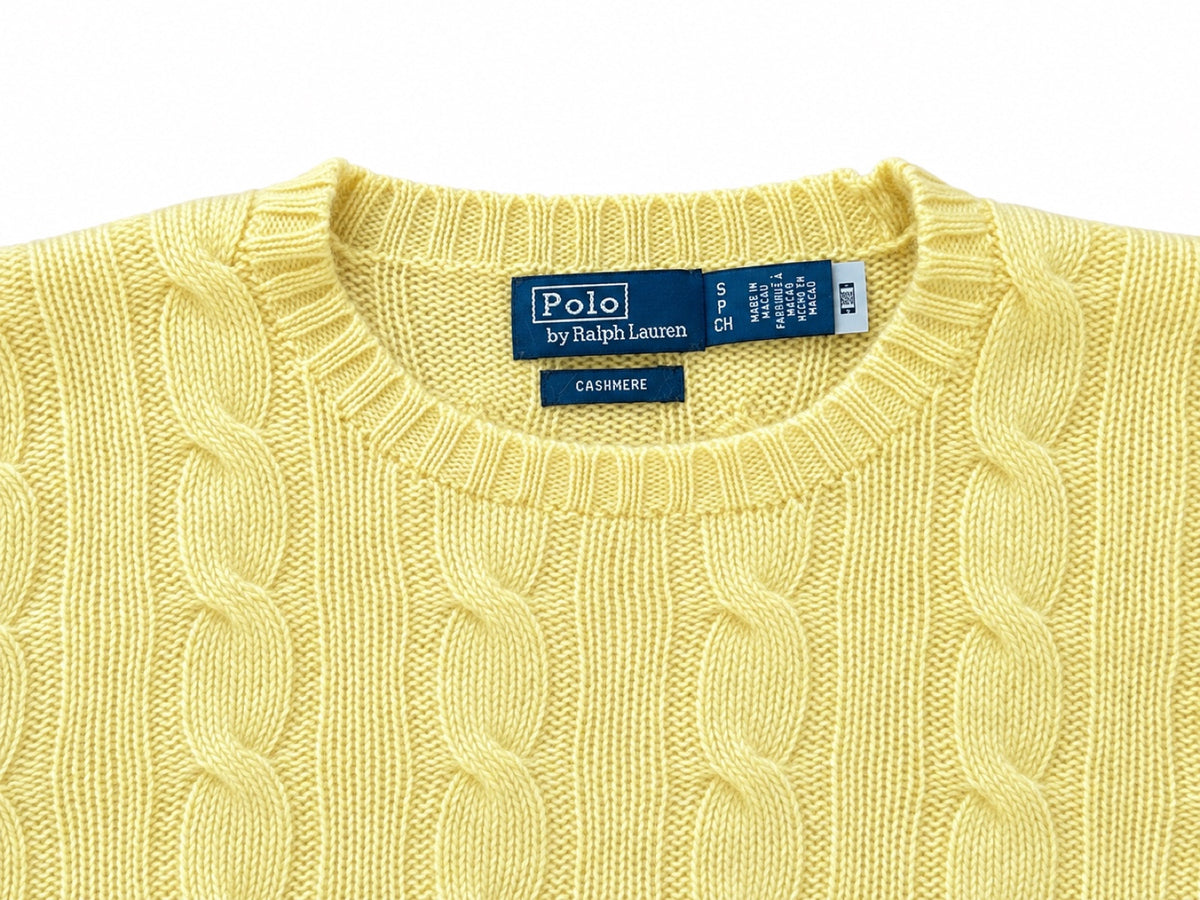 POLO RALPH LAUREN Cashmere Cable Knit Pullover, Women S (Yellow)