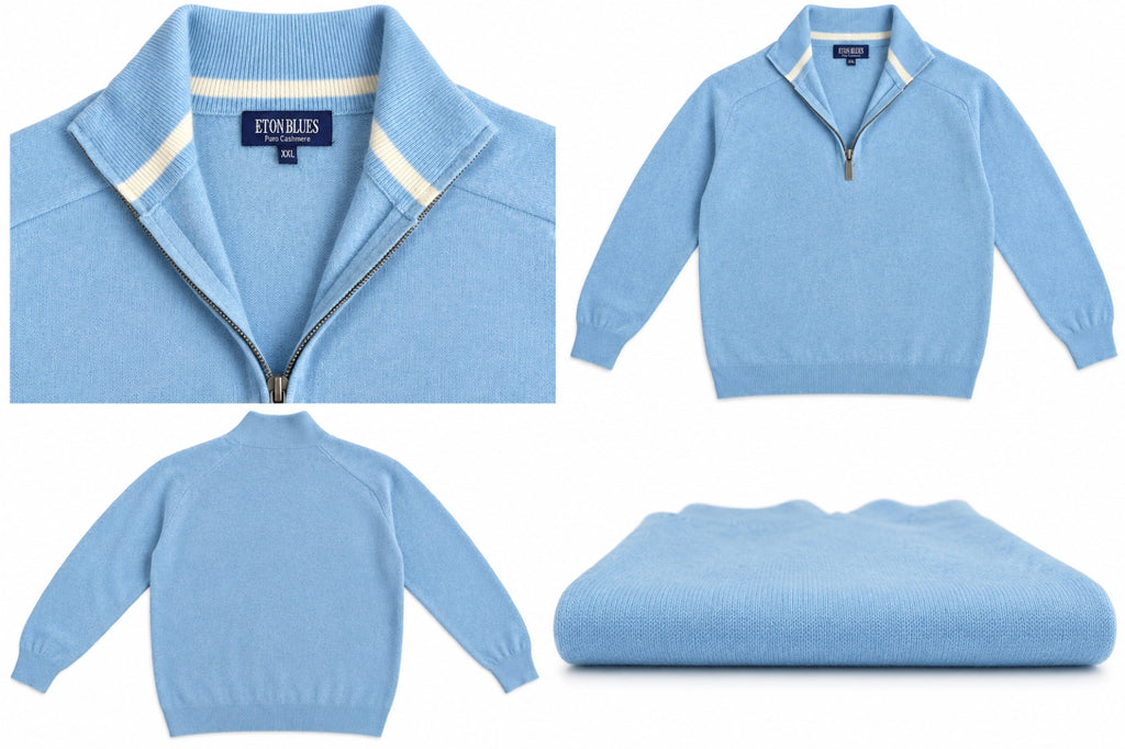 TROYER Eaton Blues Italy Cashmere Zip Troyer, Men XL